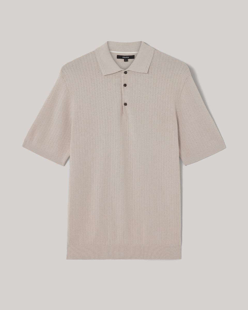Fashion Polo Knit, Bone, hi-res